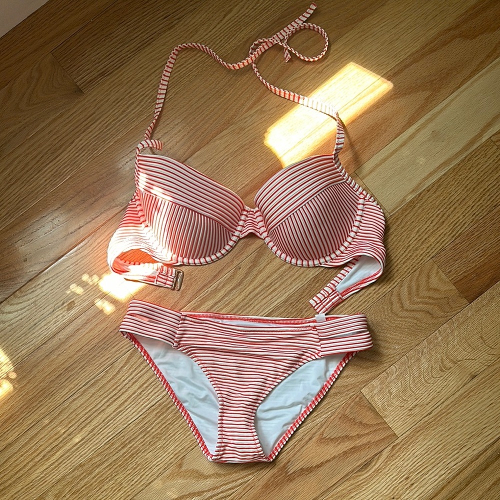 Striped Red Bikini Set